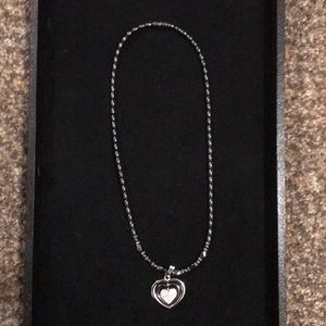 Black beaded necklace with heart pendant